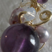 Amethyst & Pearl Embellished Wire Sculpted Pendant Ornate Embellished Purple Lavender Wrapped 14kt Gold Filled Wearable Art Gemstone GP107