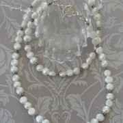 Luscious Long White Pearl Sterling Silver Decorative Necklace Wedding Bride Bridal Simple Elegant String 925 Bali Beads Wedding SN148