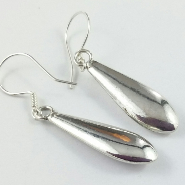 Shiny & Sleek Sterling Silver Dagger Earrings Handmade Elegant Simple Modern Stylish Ear Hook Style Drop Dangle Dangly 925 Long Smooth SE156