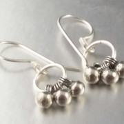 Sterling Silver Trio Wire Wrapped Short Length Dangly Earrings Ball Dangles Dainty Petite Size Short Length Jewellery Jewelry Ring SE125